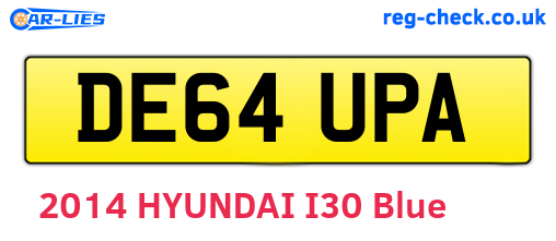 DE64UPA are the vehicle registration plates.
