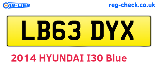 LB63DYX are the vehicle registration plates.