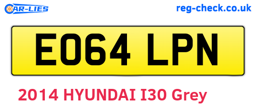 EO64LPN are the vehicle registration plates.