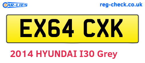EX64CXK are the vehicle registration plates.