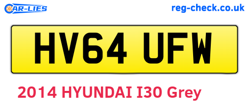 HV64UFW are the vehicle registration plates.