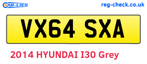 VX64SXA are the vehicle registration plates.