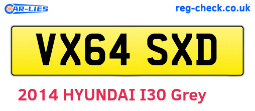VX64SXD are the vehicle registration plates.