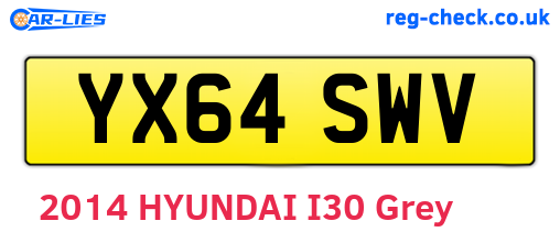 YX64SWV are the vehicle registration plates.
