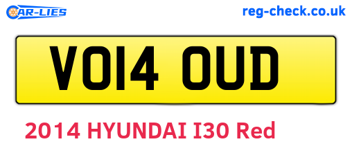 VO14OUD are the vehicle registration plates.