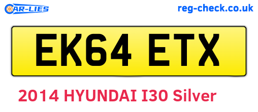 EK64ETX are the vehicle registration plates.