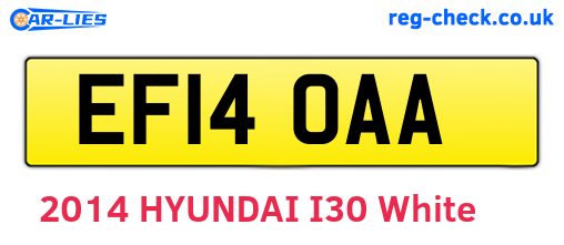 EF14OAA are the vehicle registration plates.