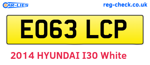 EO63LCP are the vehicle registration plates.