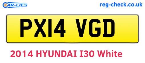 PX14VGD are the vehicle registration plates.