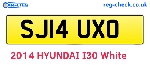 SJ14UXO are the vehicle registration plates.