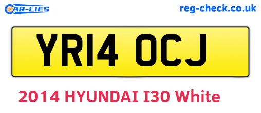 YR14OCJ are the vehicle registration plates.