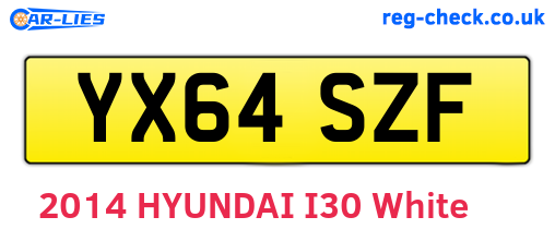 YX64SZF are the vehicle registration plates.