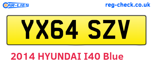 YX64SZV are the vehicle registration plates.