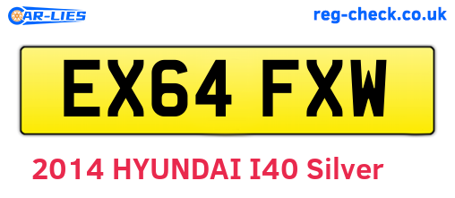 EX64FXW are the vehicle registration plates.