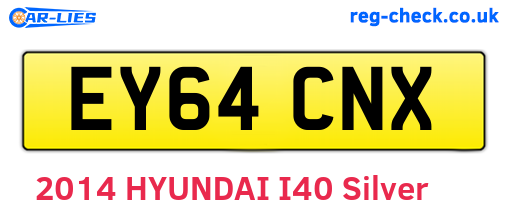 EY64CNX are the vehicle registration plates.