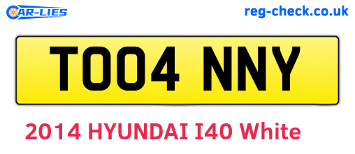 TO04NNY are the vehicle registration plates.