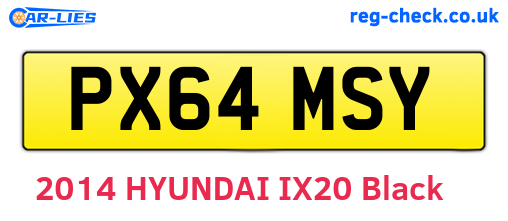 PX64MSY are the vehicle registration plates.