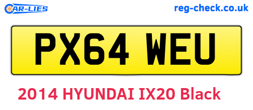 PX64WEU are the vehicle registration plates.