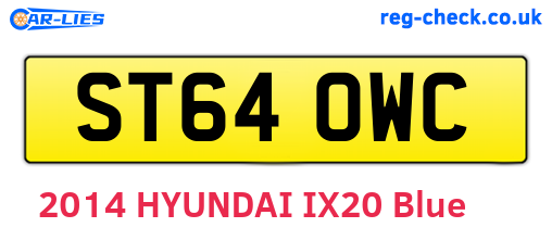 ST64OWC are the vehicle registration plates.
