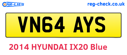 VN64AYS are the vehicle registration plates.