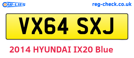VX64SXJ are the vehicle registration plates.