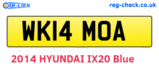 WK14MOA are the vehicle registration plates.