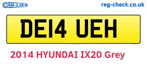 DE14UEH are the vehicle registration plates.