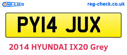PY14JUX are the vehicle registration plates.