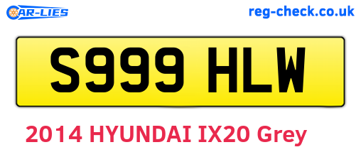 S999HLW are the vehicle registration plates.