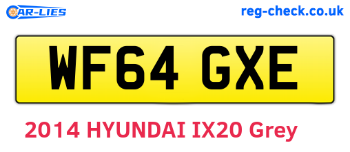 WF64GXE are the vehicle registration plates.
