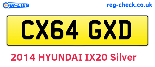 CX64GXD are the vehicle registration plates.