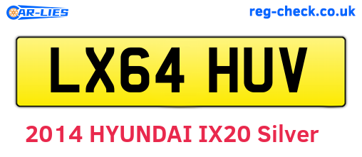 LX64HUV are the vehicle registration plates.