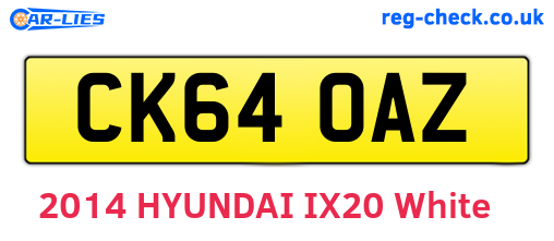 CK64OAZ are the vehicle registration plates.
