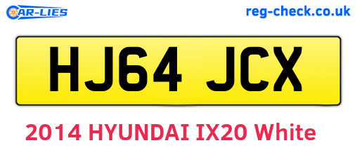 HJ64JCX are the vehicle registration plates.
