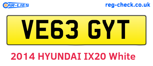 VE63GYT are the vehicle registration plates.