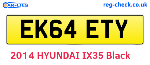 EK64ETY are the vehicle registration plates.