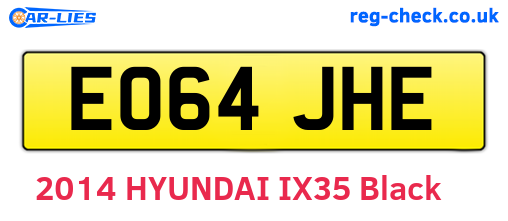EO64JHE are the vehicle registration plates.