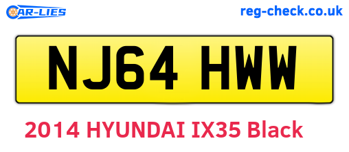 NJ64HWW are the vehicle registration plates.