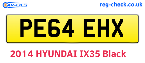PE64EHX are the vehicle registration plates.