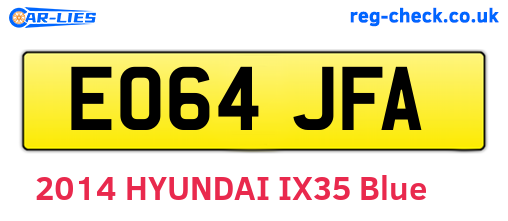 EO64JFA are the vehicle registration plates.