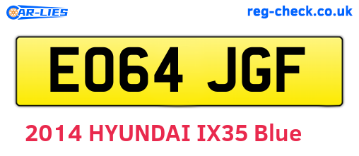 EO64JGF are the vehicle registration plates.
