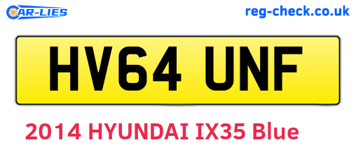 HV64UNF are the vehicle registration plates.