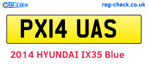 PX14UAS are the vehicle registration plates.