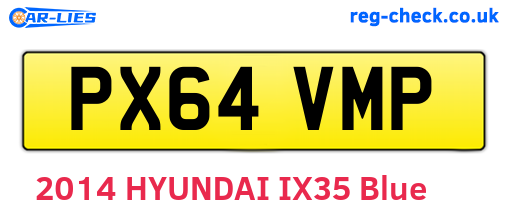 PX64VMP are the vehicle registration plates.