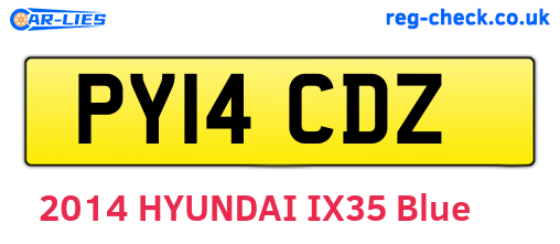 PY14CDZ are the vehicle registration plates.
