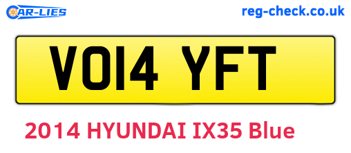 VO14YFT are the vehicle registration plates.