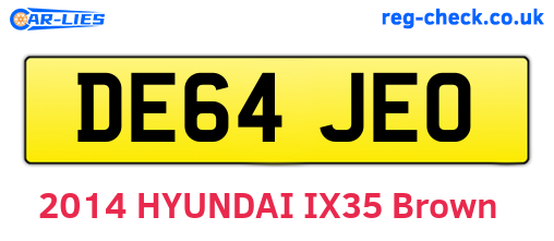 DE64JEO are the vehicle registration plates.