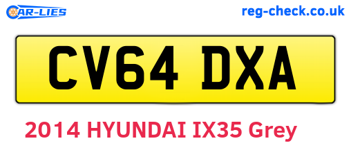 CV64DXA are the vehicle registration plates.