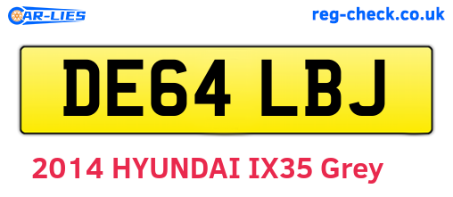 DE64LBJ are the vehicle registration plates.