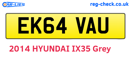 EK64VAU are the vehicle registration plates.